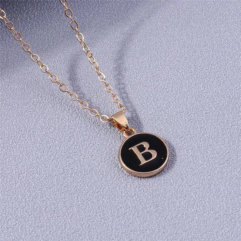 Name Initials Letter Pendant Necklace Enamel A-Z Alphabet Necklaces Girls Birthday Gifts Jewelry Accessories