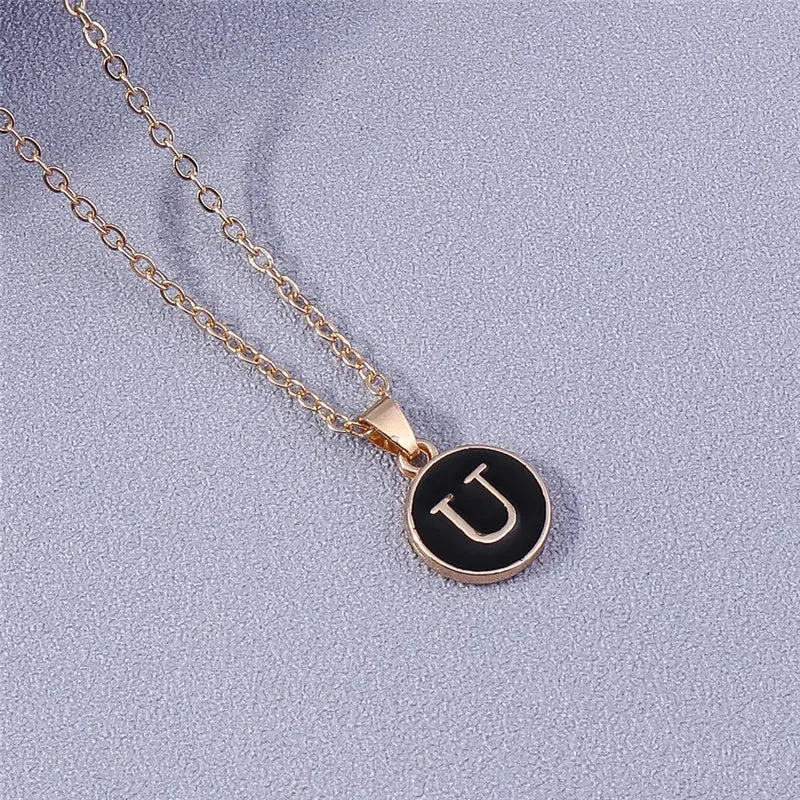 Name Initials Letter Pendant Necklace Enamel A-Z Alphabet Necklaces Girls Birthday Gifts Jewelry Accessories