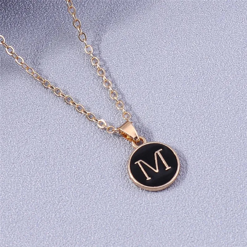 Name Initials Letter Pendant Necklace Enamel A-Z Alphabet Necklaces Girls Birthday Gifts Jewelry Accessories