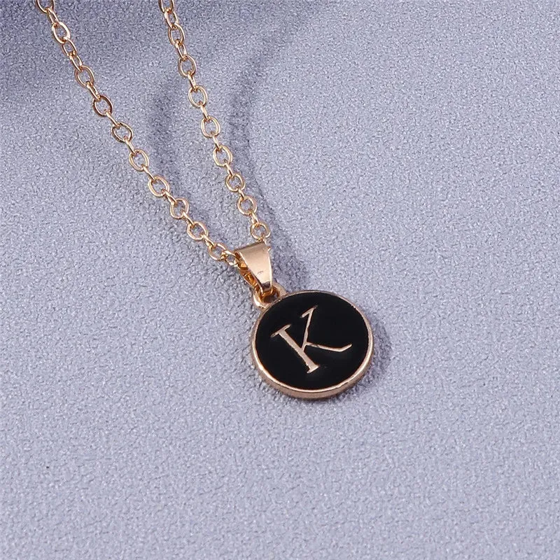 Name Initials Letter Pendant Necklace Enamel A-Z Alphabet Necklaces Girls Birthday Gifts Jewelry Accessories