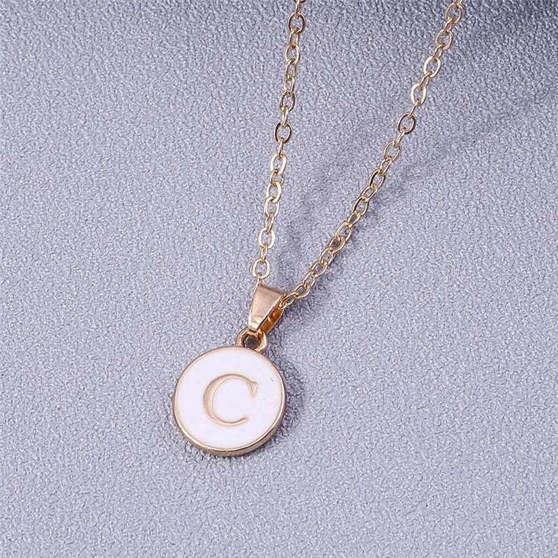Name Initials Letter Pendant Necklace Enamel A-Z Alphabet Necklaces Girls Birthday Gifts Jewelry Accessories