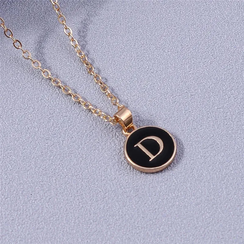 Name Initials Letter Pendant Necklace Enamel A-Z Alphabet Necklaces Girls Birthday Gifts Jewelry Accessories
