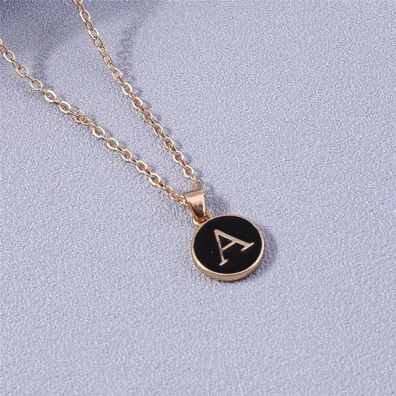 Name Initials Letter Pendant Necklace Enamel A-Z Alphabet Necklaces Girls Birthday Gifts Jewelry Accessories