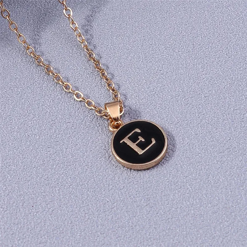Name Initials Letter Pendant Necklace Enamel A-Z Alphabet Necklaces Girls Birthday Gifts Jewelry Accessories
