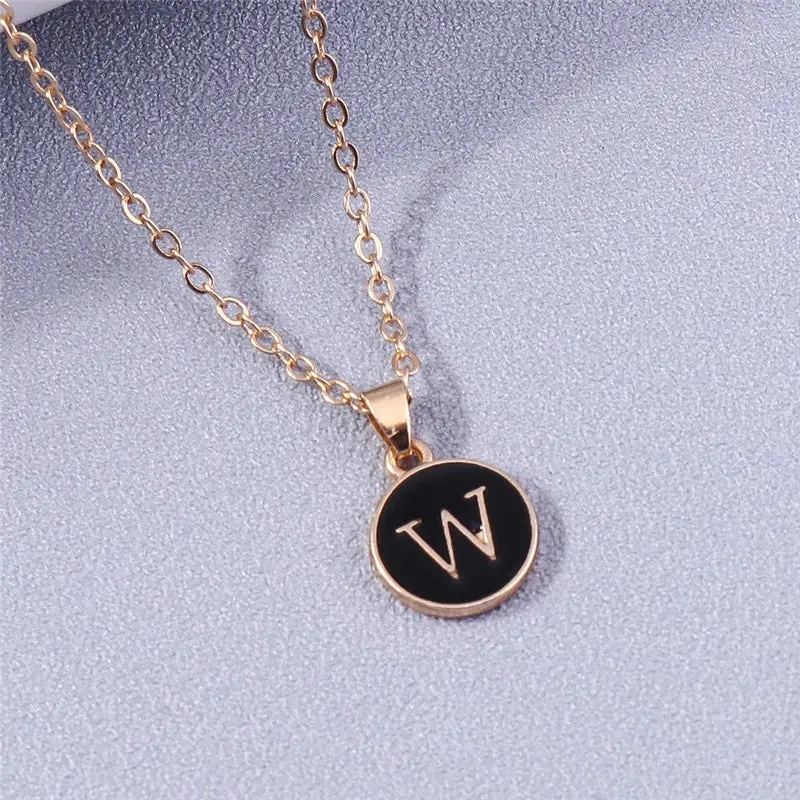 Name Initials Letter Pendant Necklace Enamel A-Z Alphabet Necklaces Girls Birthday Gifts Jewelry Accessories