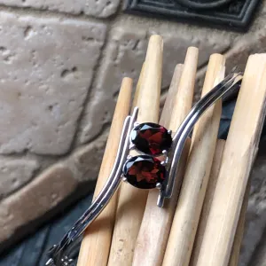 Natural 2.5ct Pyrope Garnet 925 Solid Sterling Silver Designer Cuff Bracelets