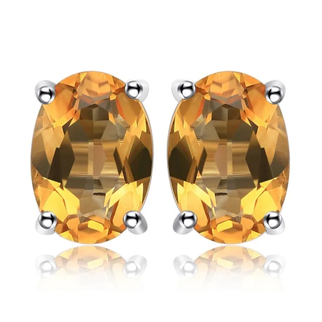 Natural Blue Amethyst  Stud Earrings 925 Sterling Silver Ruby Sapphire Emerald Topaz