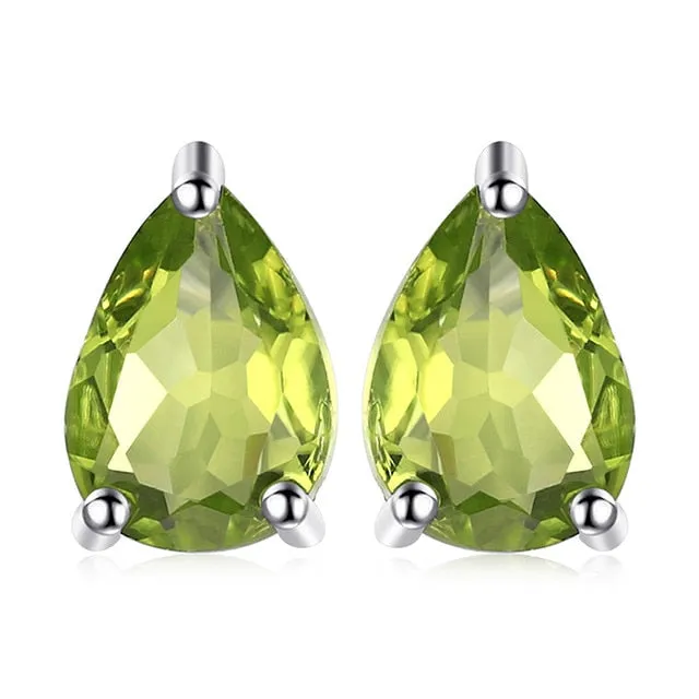 Natural Blue Amethyst  Stud Earrings 925 Sterling Silver Ruby Sapphire Emerald Topaz