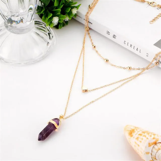 Natural Opal Stone Heart Choker Necklace
