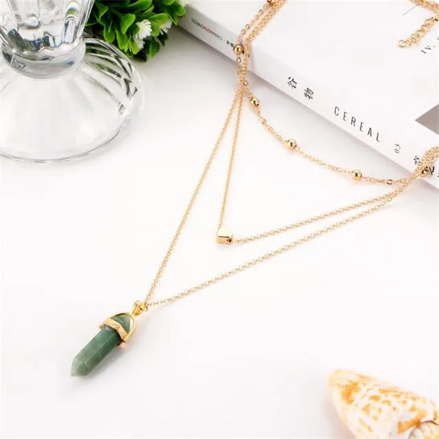 Natural Opal Stone Heart Choker Necklace