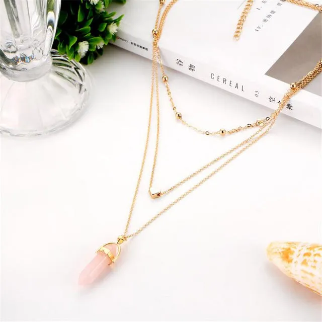 Natural Opal Stone Heart Choker Necklace