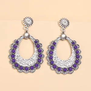 Navy Resin & Silver-Plated Geometric Teardrop Earrings
