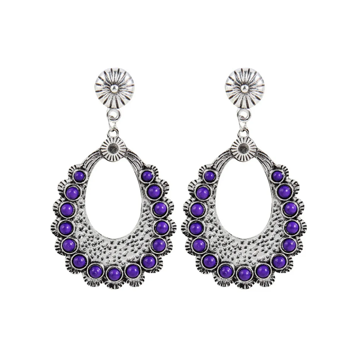 Navy Resin & Silver-Plated Geometric Teardrop Earrings