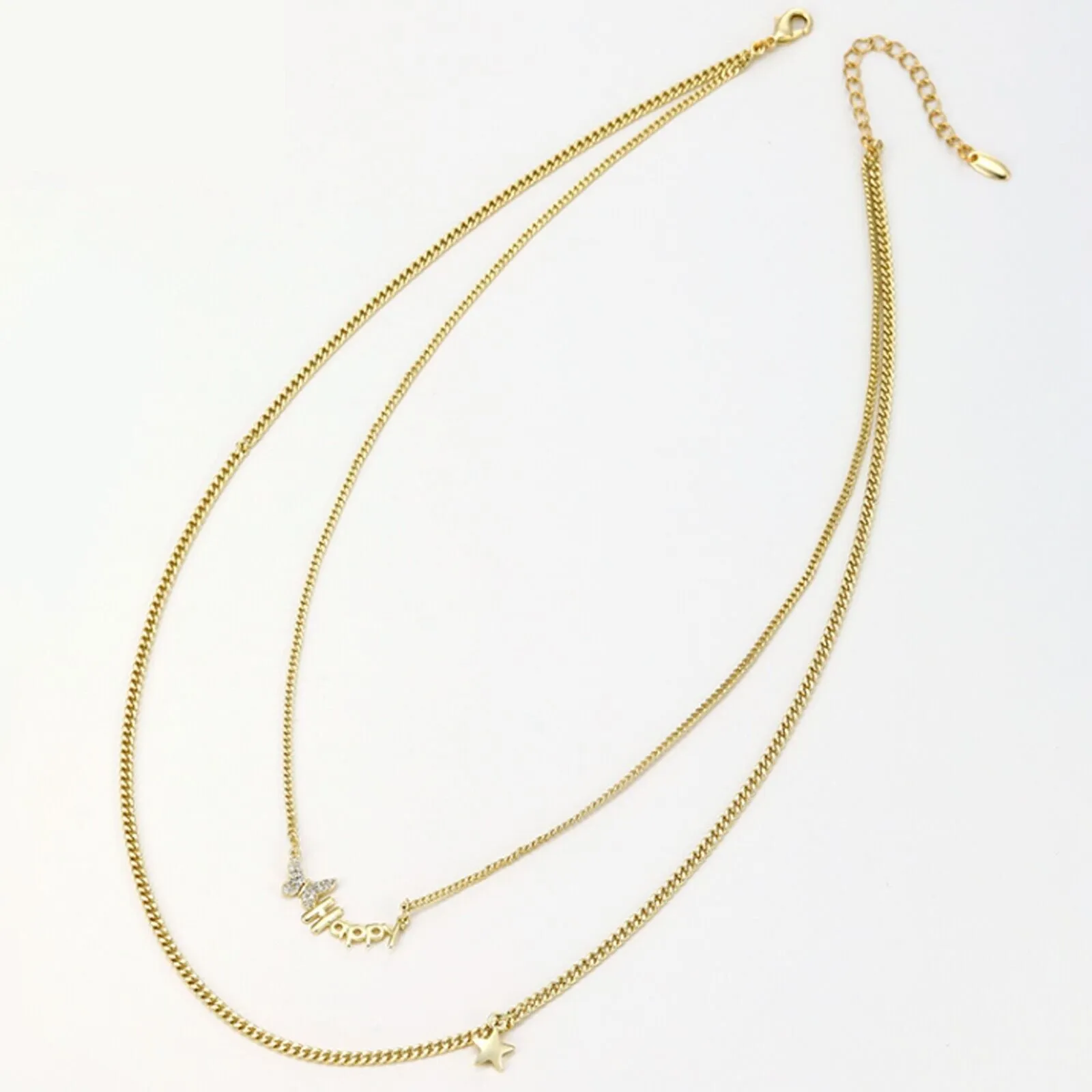 Necklaces - 14K Gold Plated. Happy Butterfly Star Double Layer Choker
