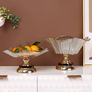 Nordic Vintage Amber Crystal Glass Tray
