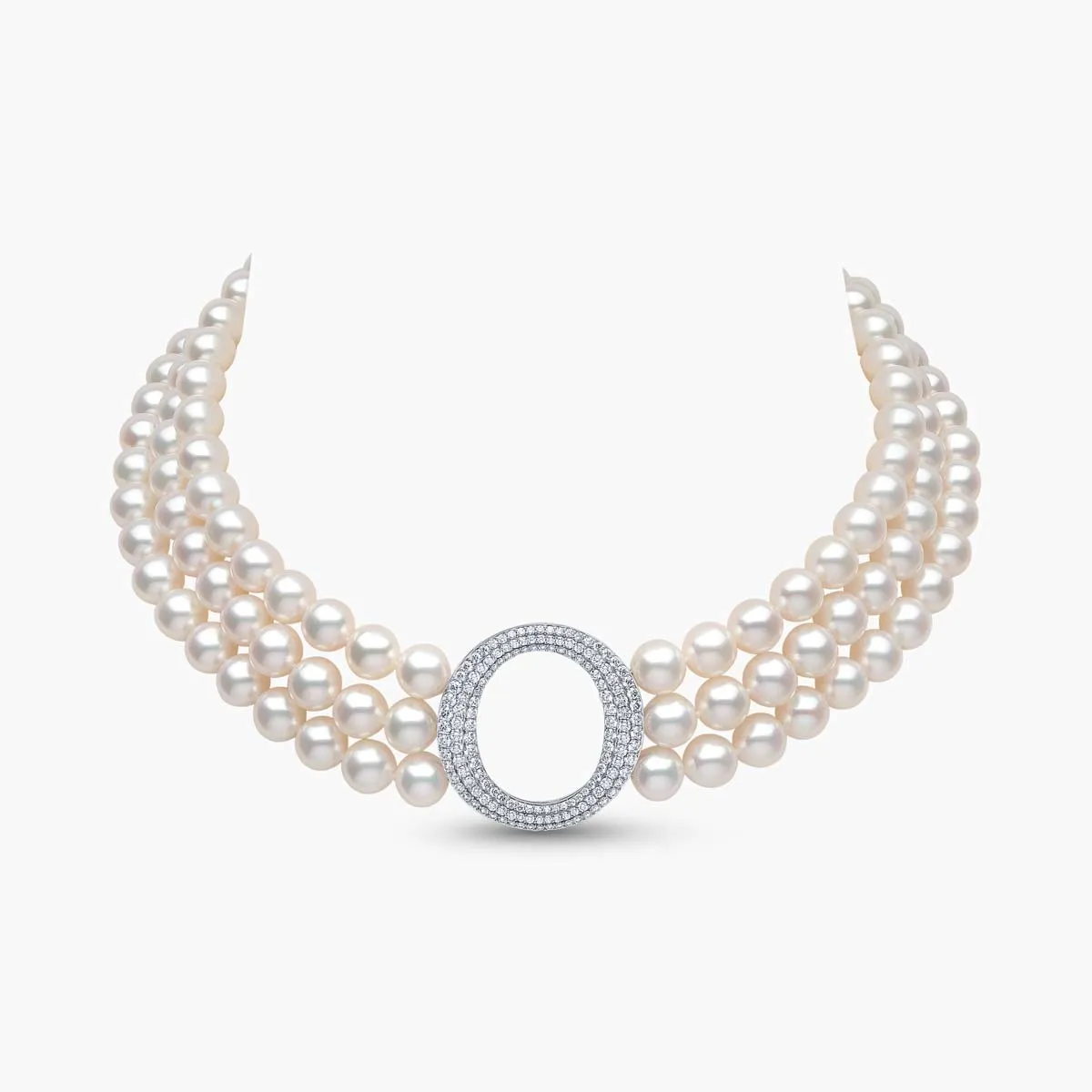 O by Yoko 18K White Gold Freshwater Pearl and Diamond Choker