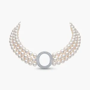 O by Yoko 18K White Gold Freshwater Pearl and Diamond Choker