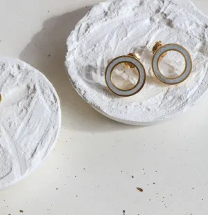 O geometric shaped gold & concrete stud earrings