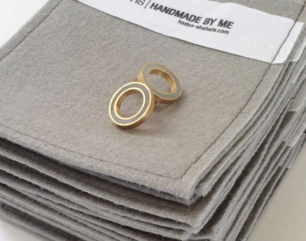O geometric shaped gold & concrete stud earrings