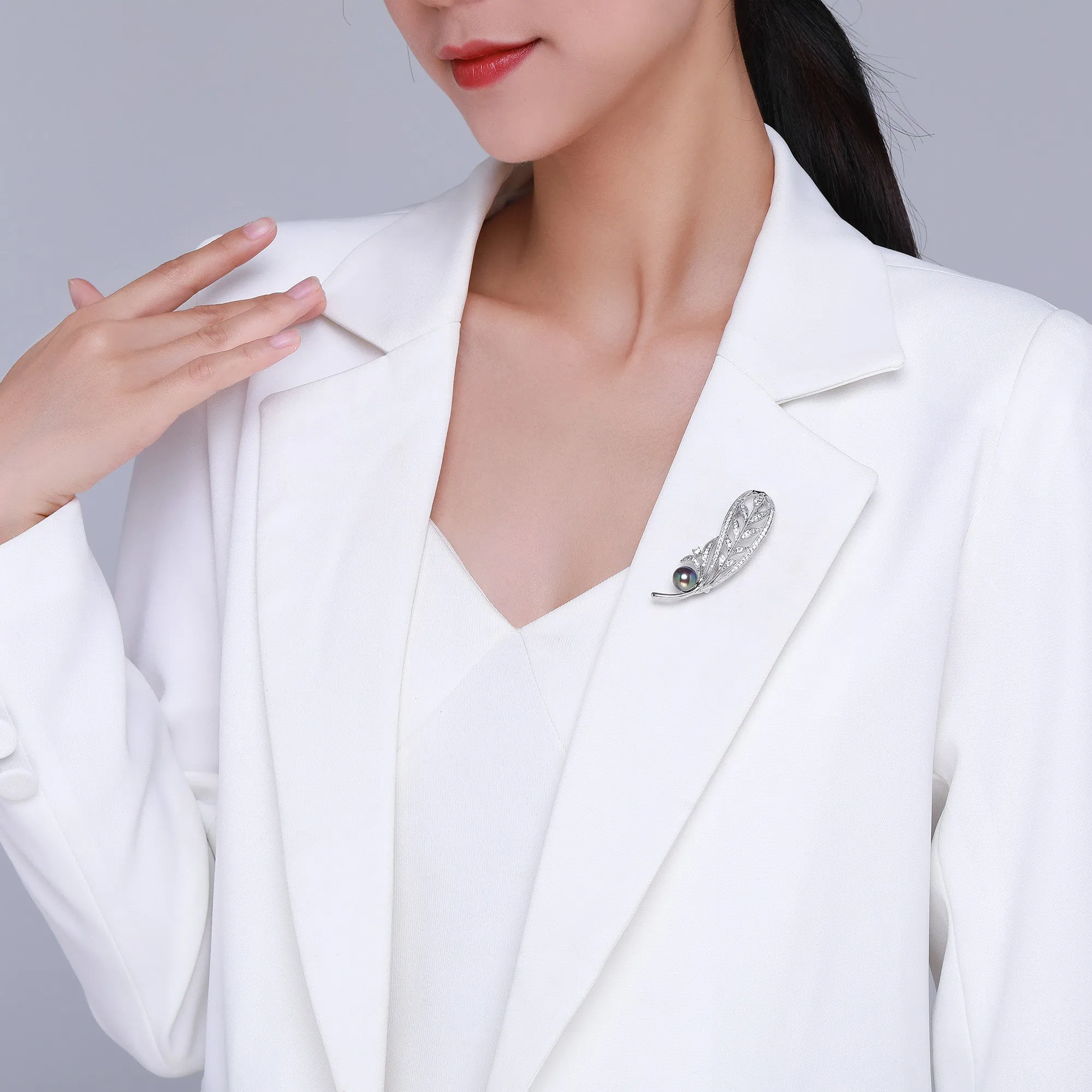Olive Branch Pearl Brooch