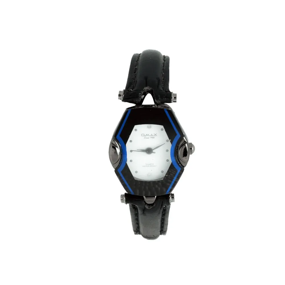 Omax Women's Black Strap & White Square Dial Analog Watch, 00CE0026MB03