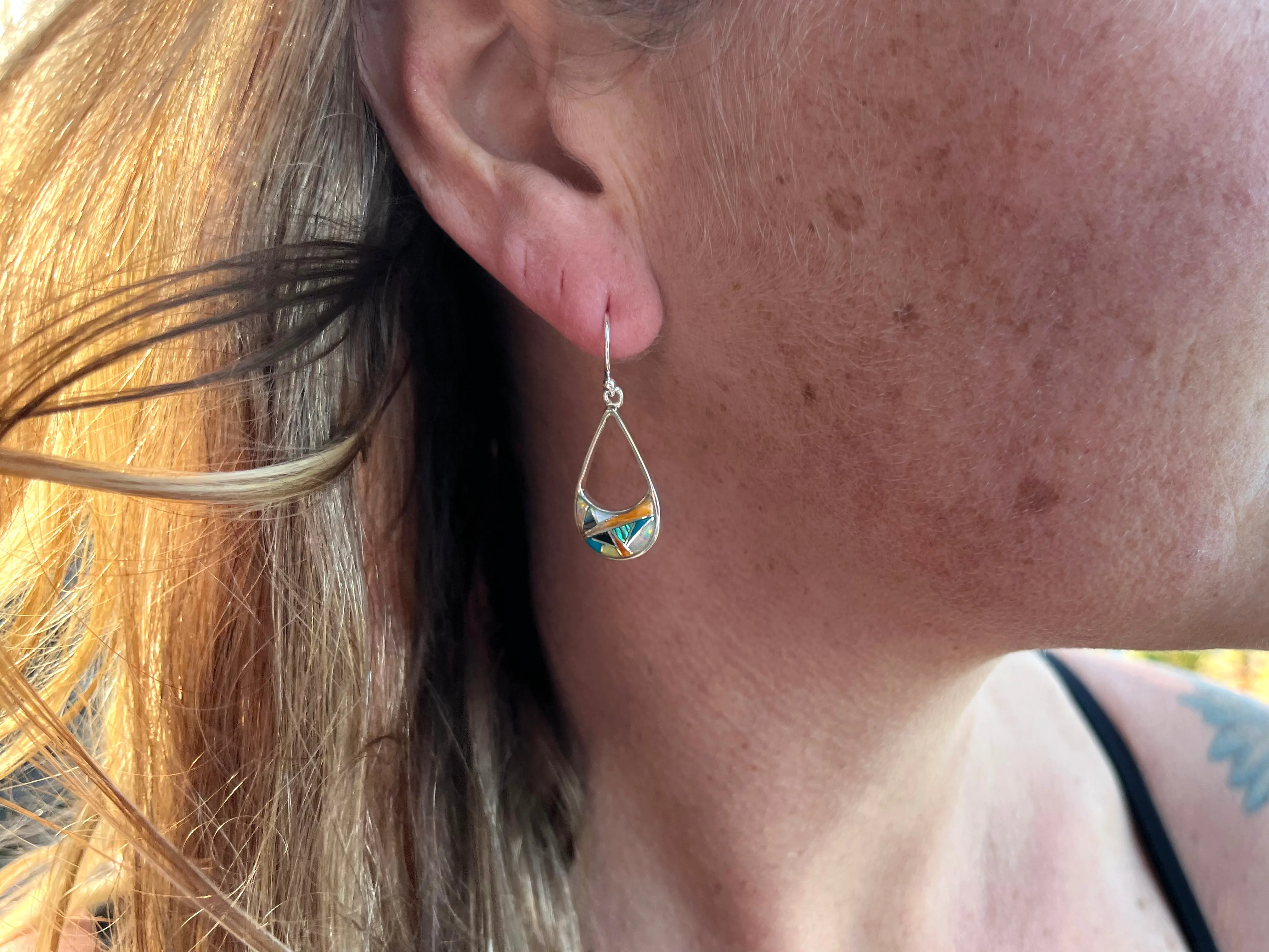 Open Crescent Inlay Earring