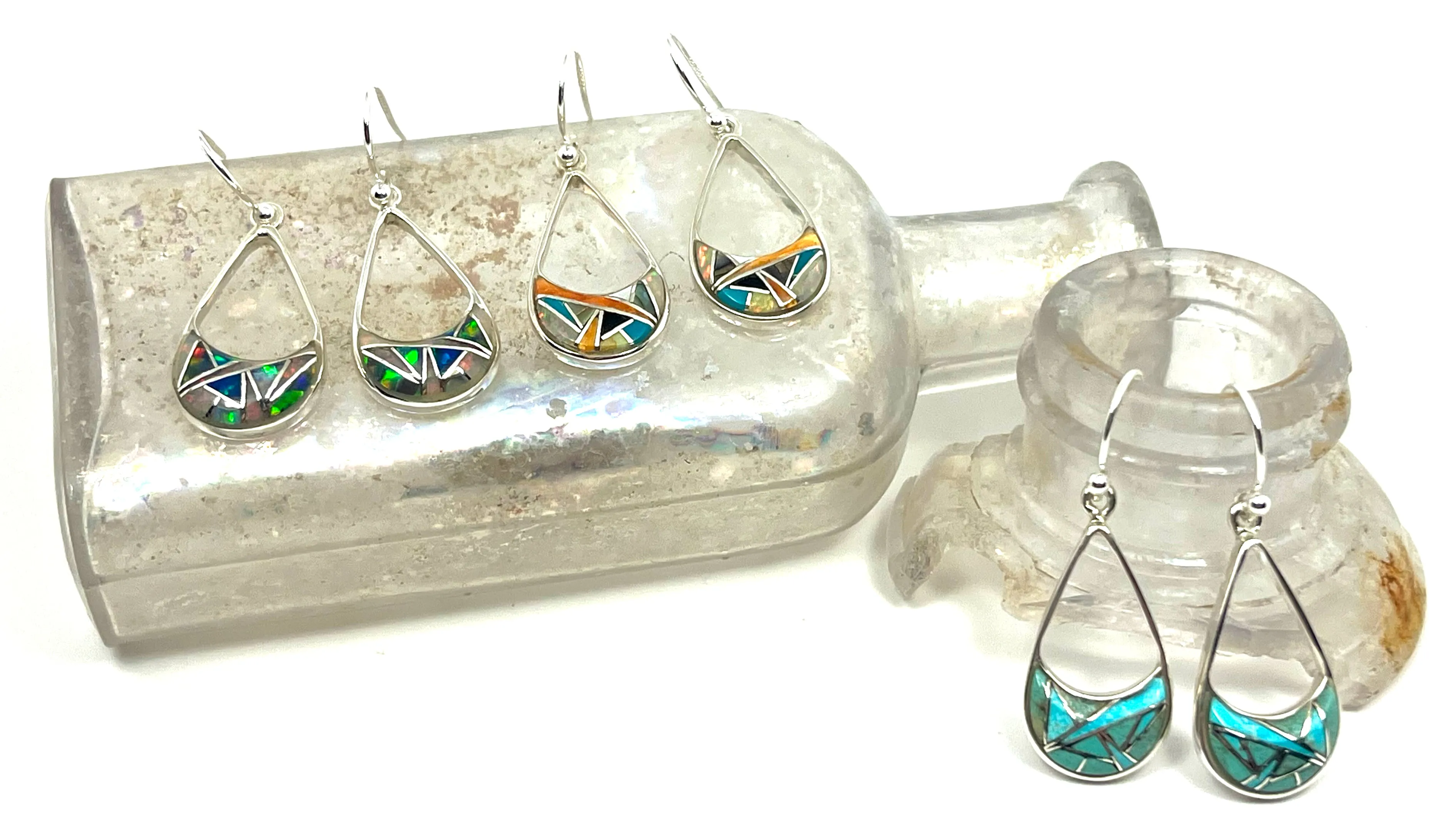 Open Crescent Inlay Earring