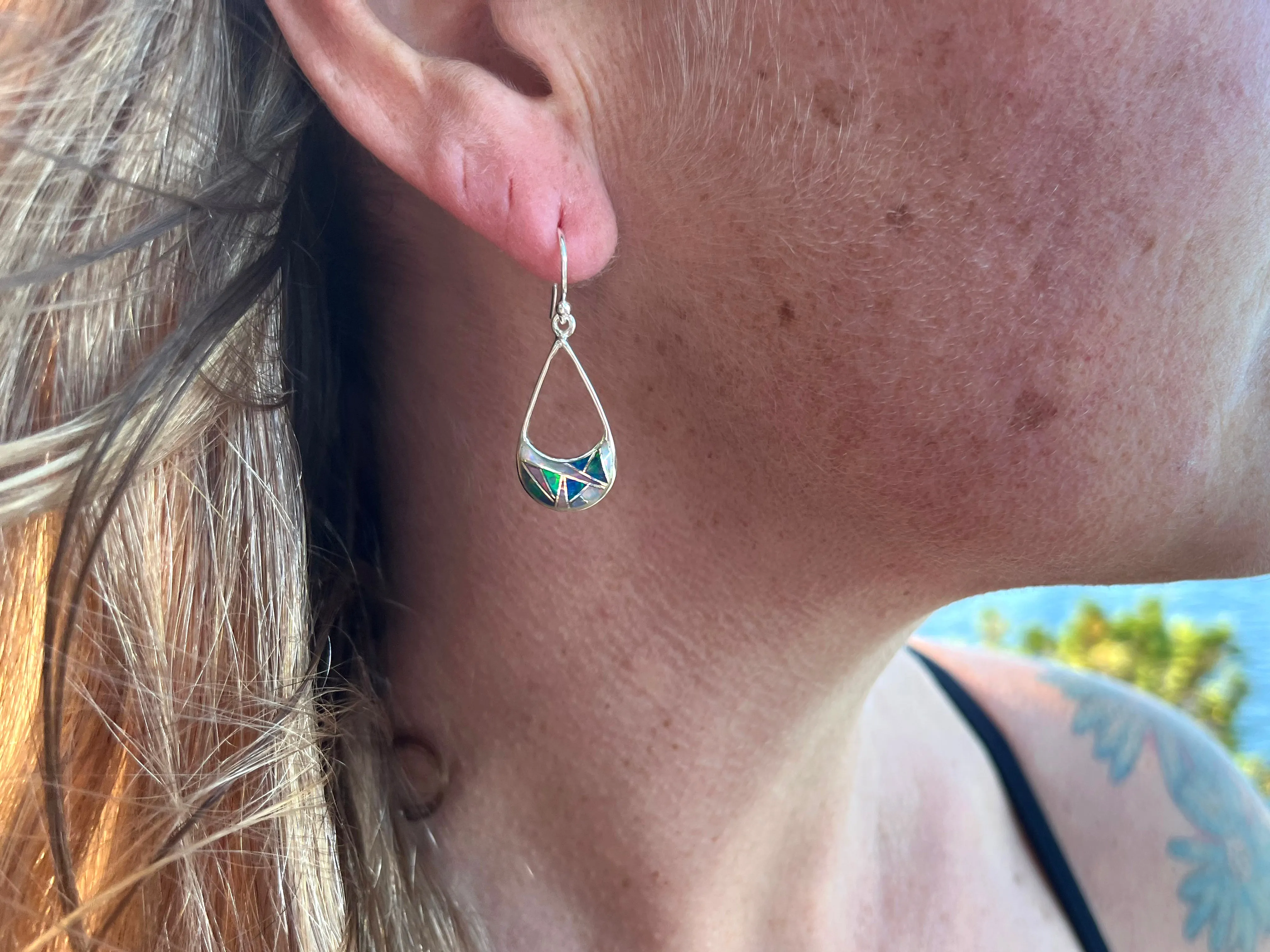 Open Crescent Inlay Earring