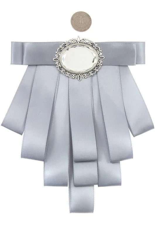 Oval Framed Gem Layered Ribbon Brooch