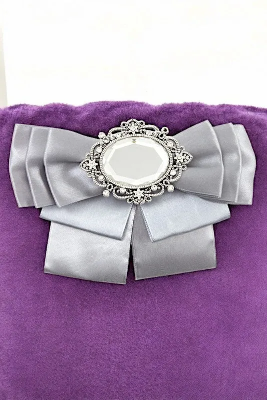 OVAL GEM ADORNED RIBBON BROOCH