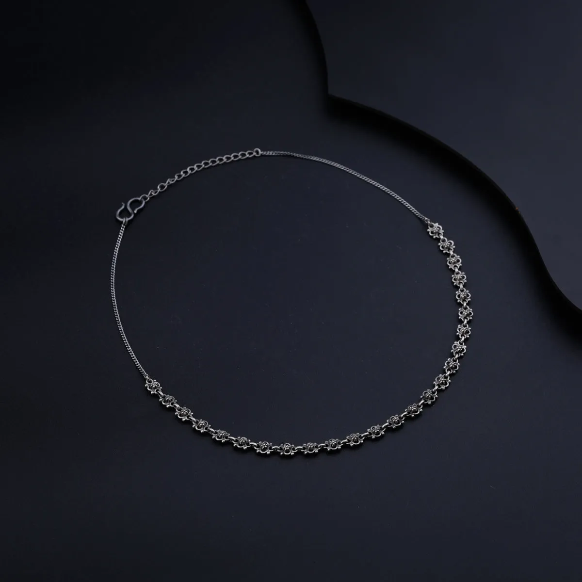 Oxidized Silver Choker Necklace