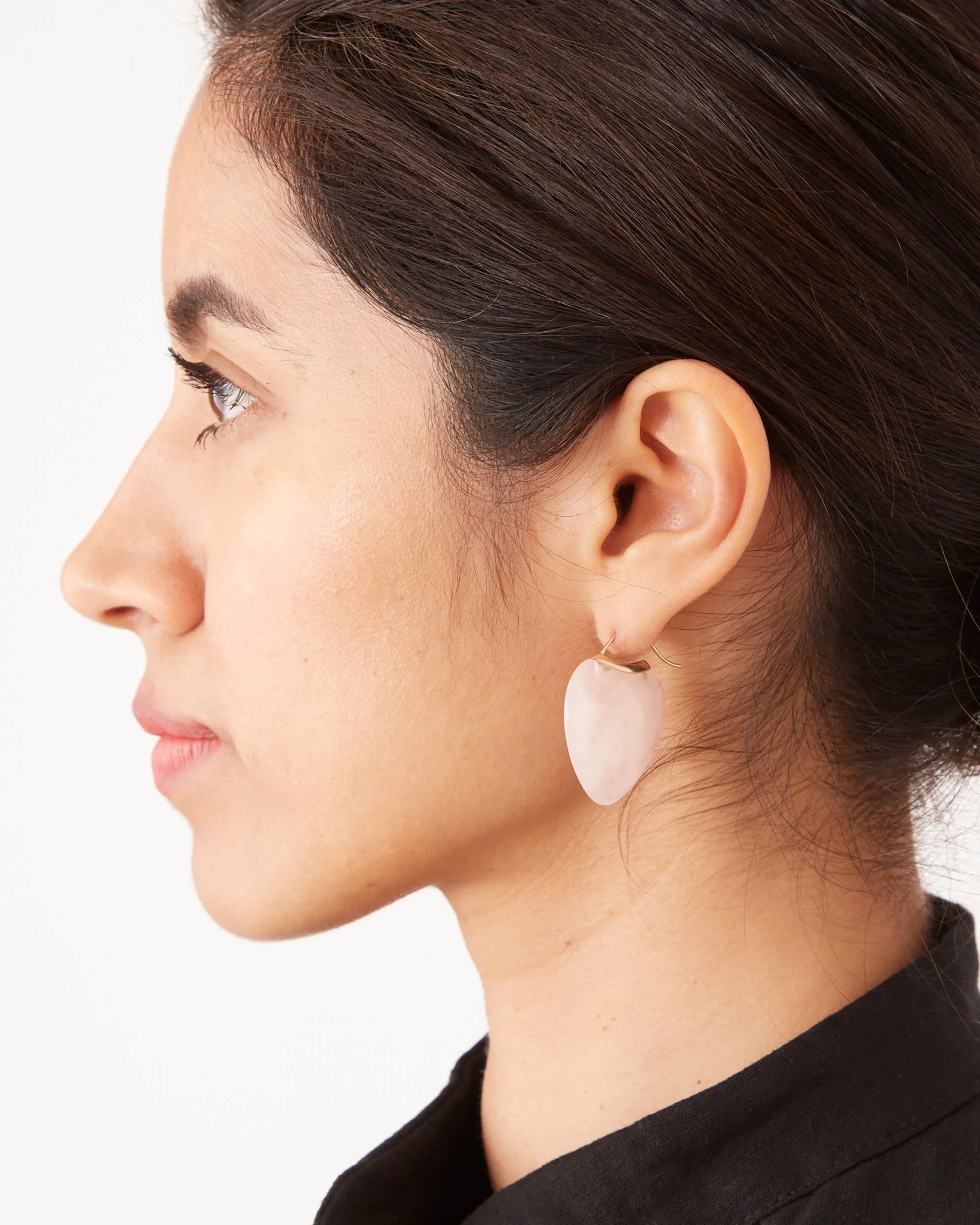 Papal Earrings in Rose Quartz/Brown Gold