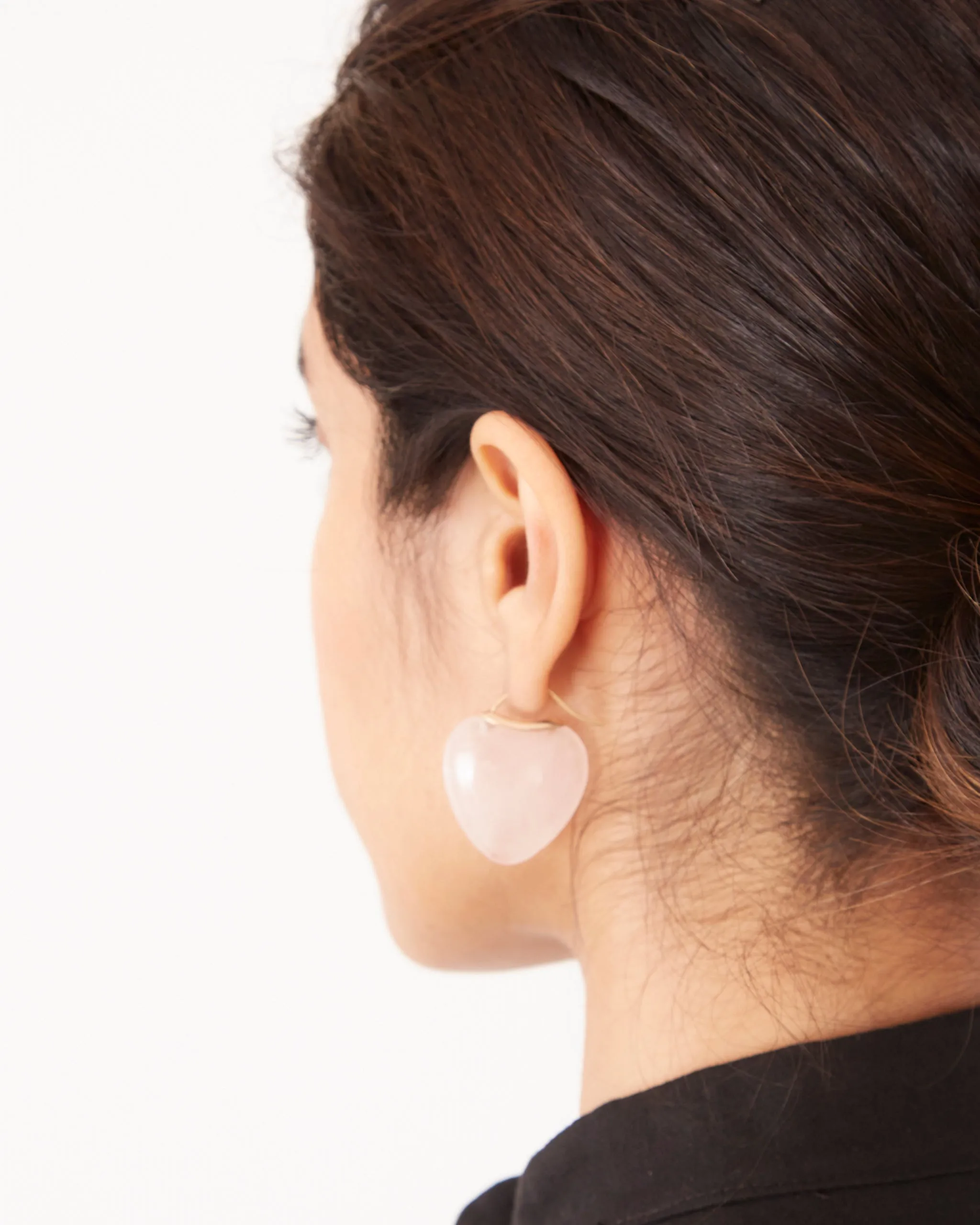 Papal Earrings in Rose Quartz/Brown Gold