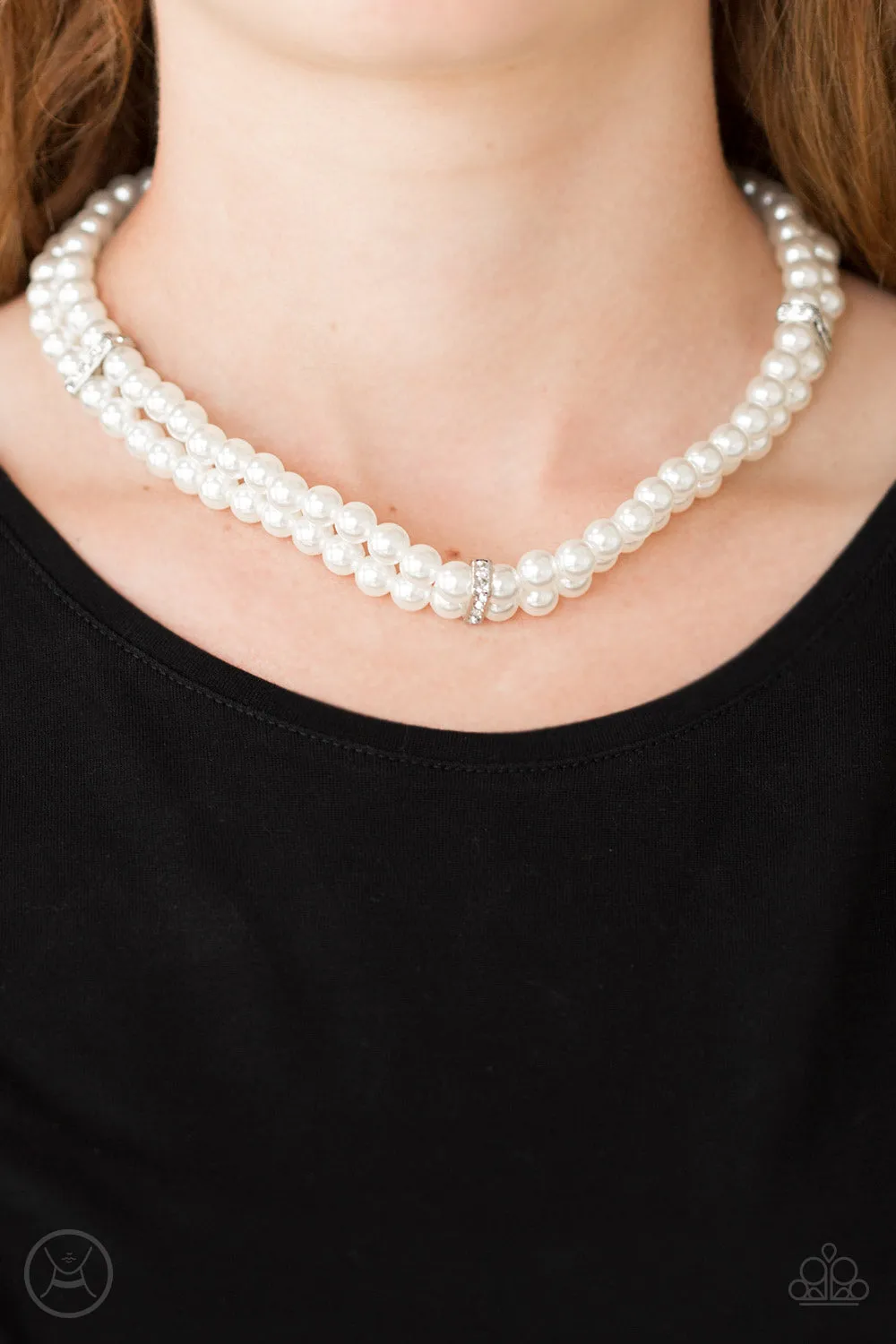 Paparazzi - Put On Your Party Dress - White Pearl Choker Necklace