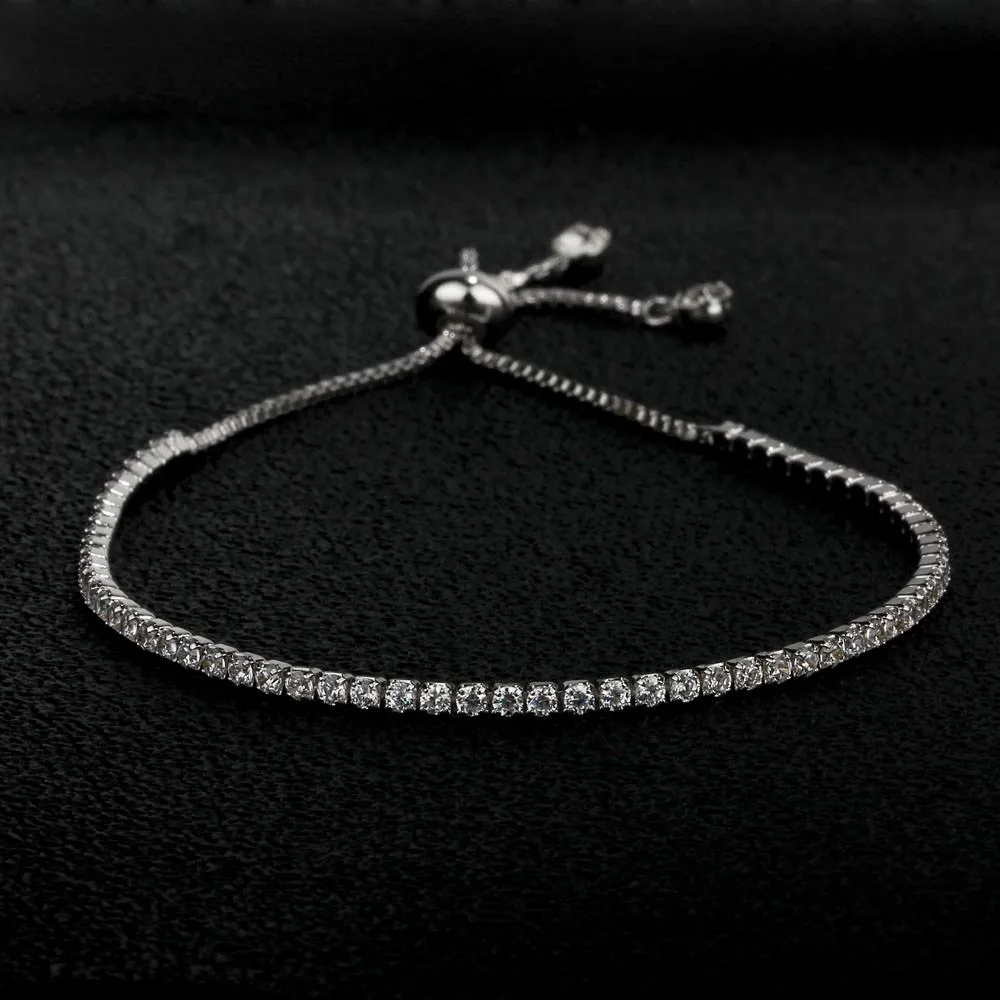 Party Jewelry Adjustable Bracelet for Women 2mm Cubic Zirconia Gold Color Bracelets & Bangles Gift For Her