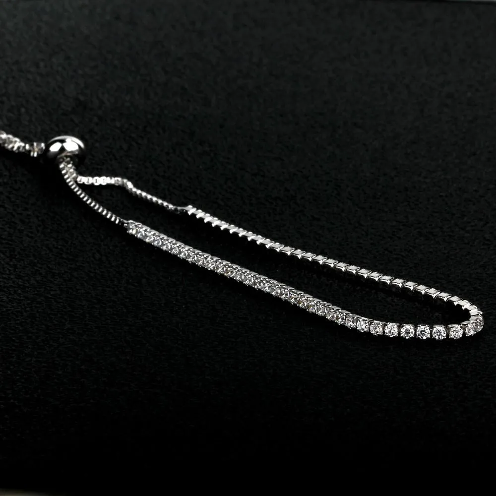 Party Jewelry Adjustable Bracelet for Women 2mm Cubic Zirconia Gold Color Bracelets & Bangles Gift For Her