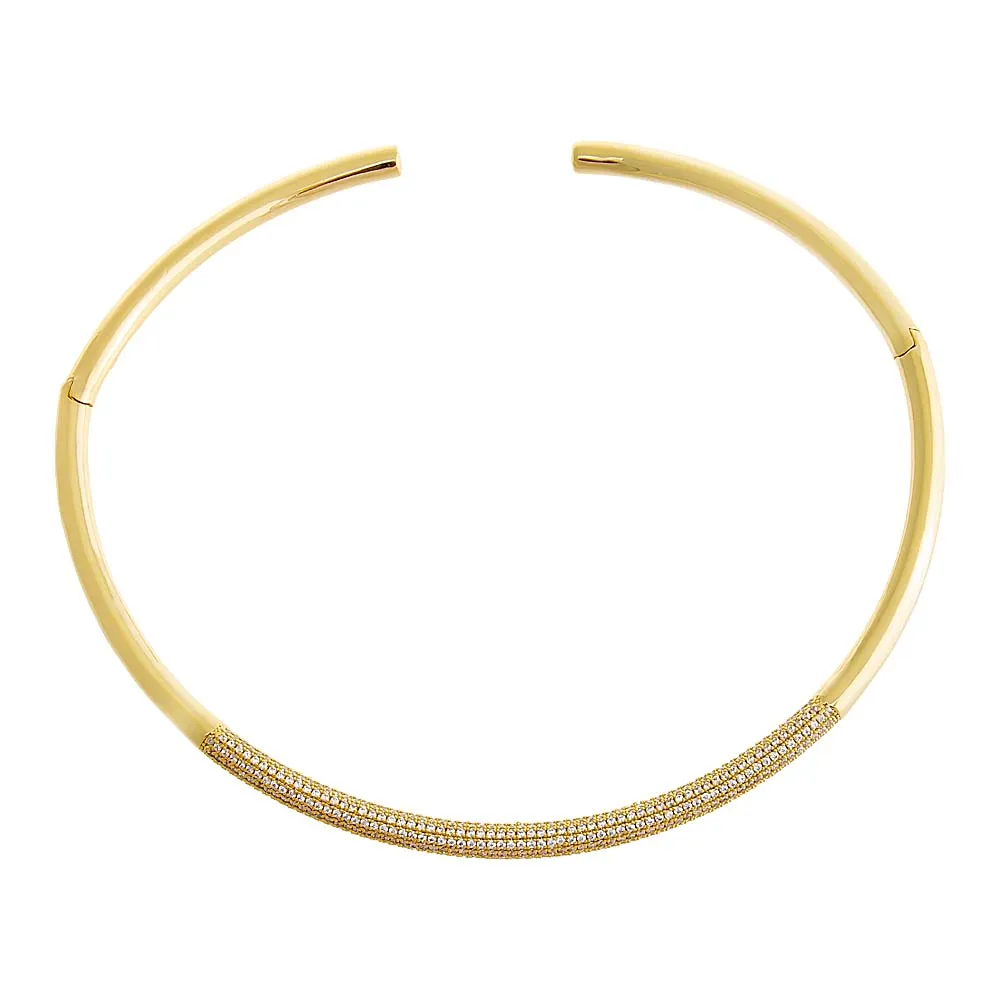 Pave Accented Collar Choker Necklace