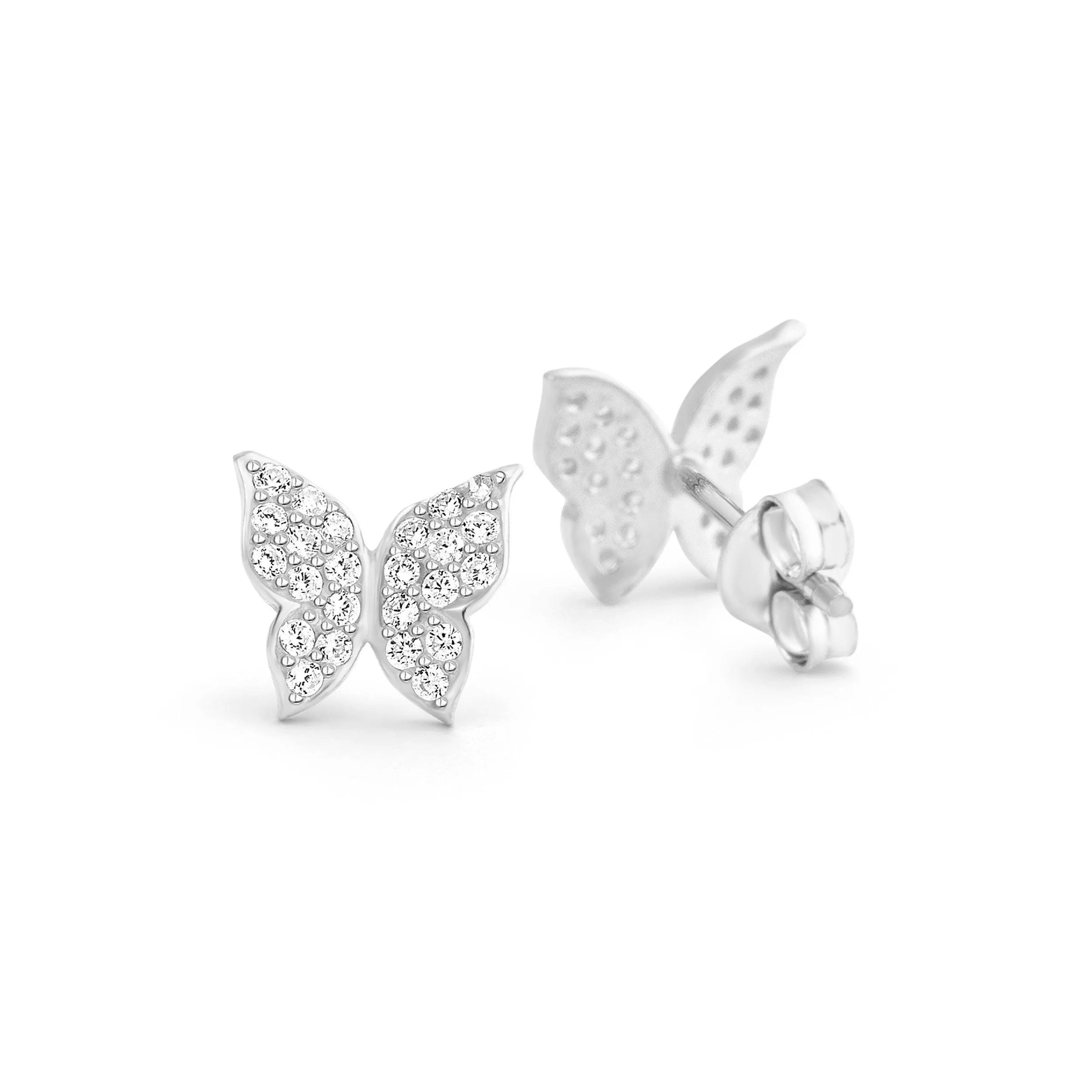Pave Butterfly Earrings - 18K Gold Vermeil