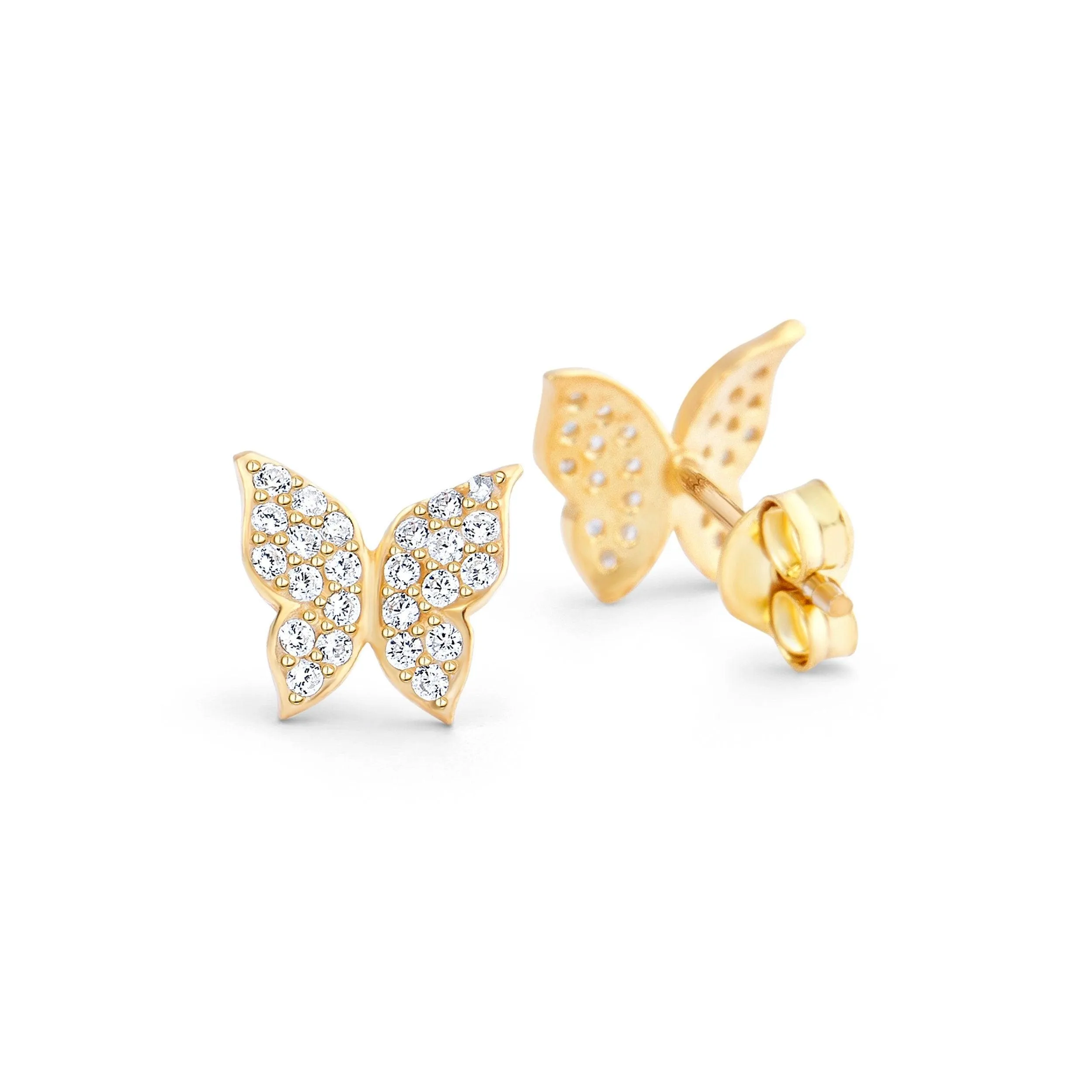 Pave Butterfly Earrings - 18K Gold Vermeil