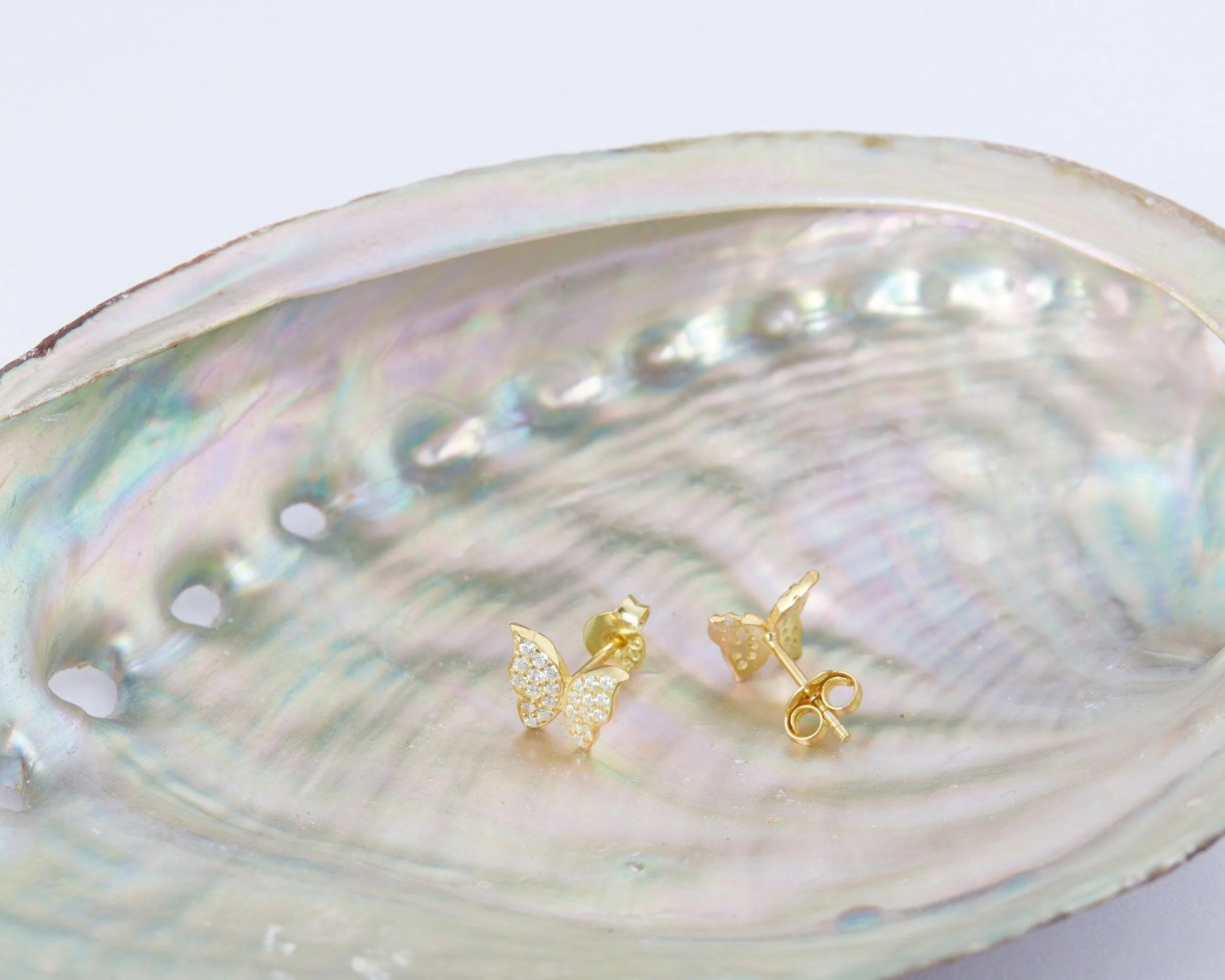 Pave Butterfly Earrings - 18K Gold Vermeil