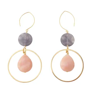 Peach aventurine teardrop earrings