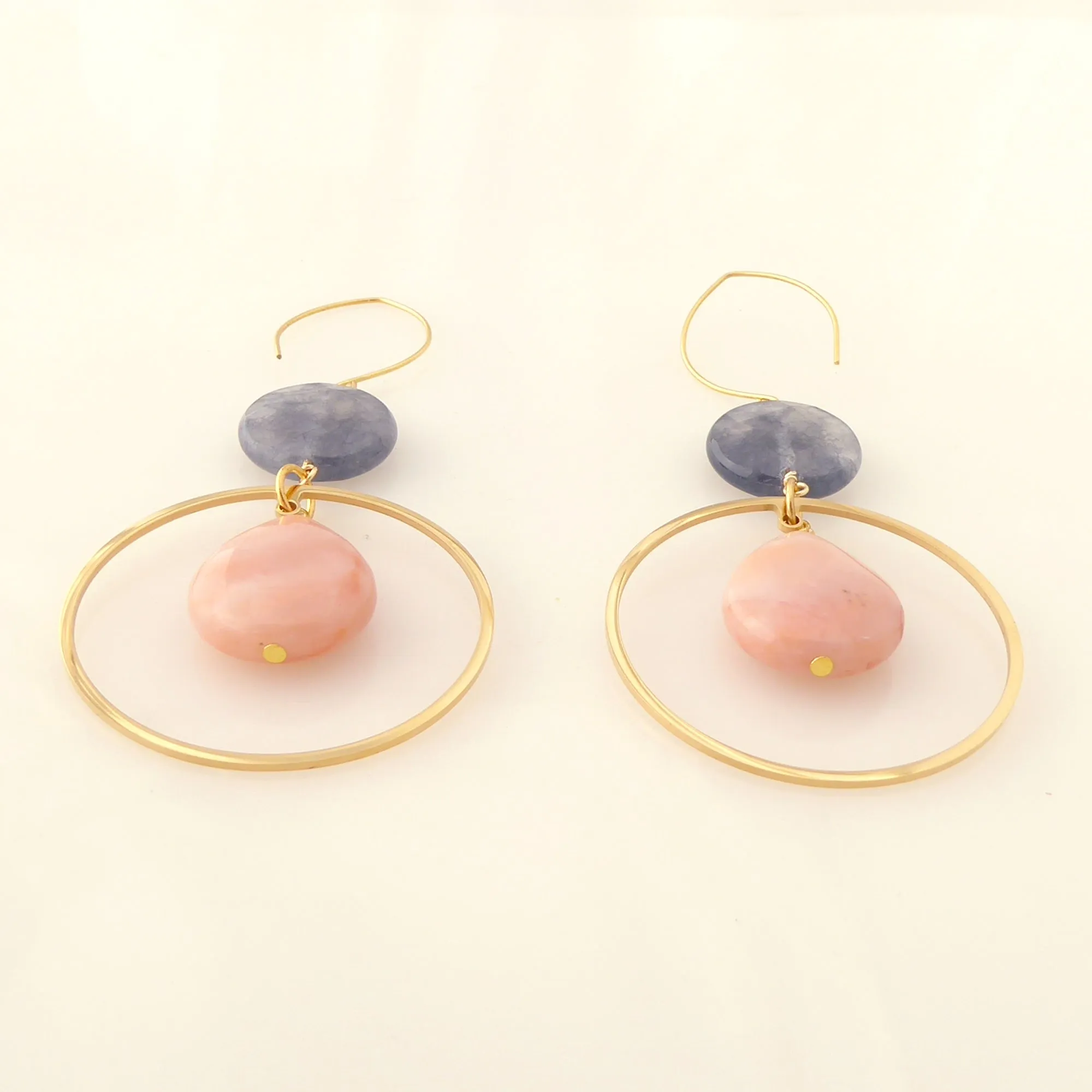 Peach aventurine teardrop earrings