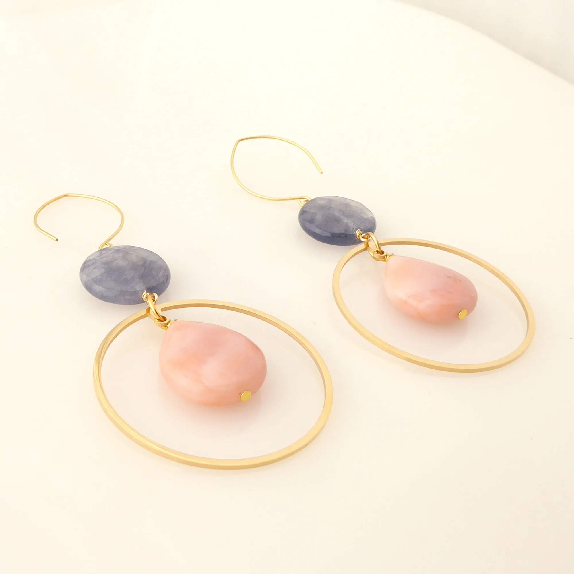 Peach aventurine teardrop earrings