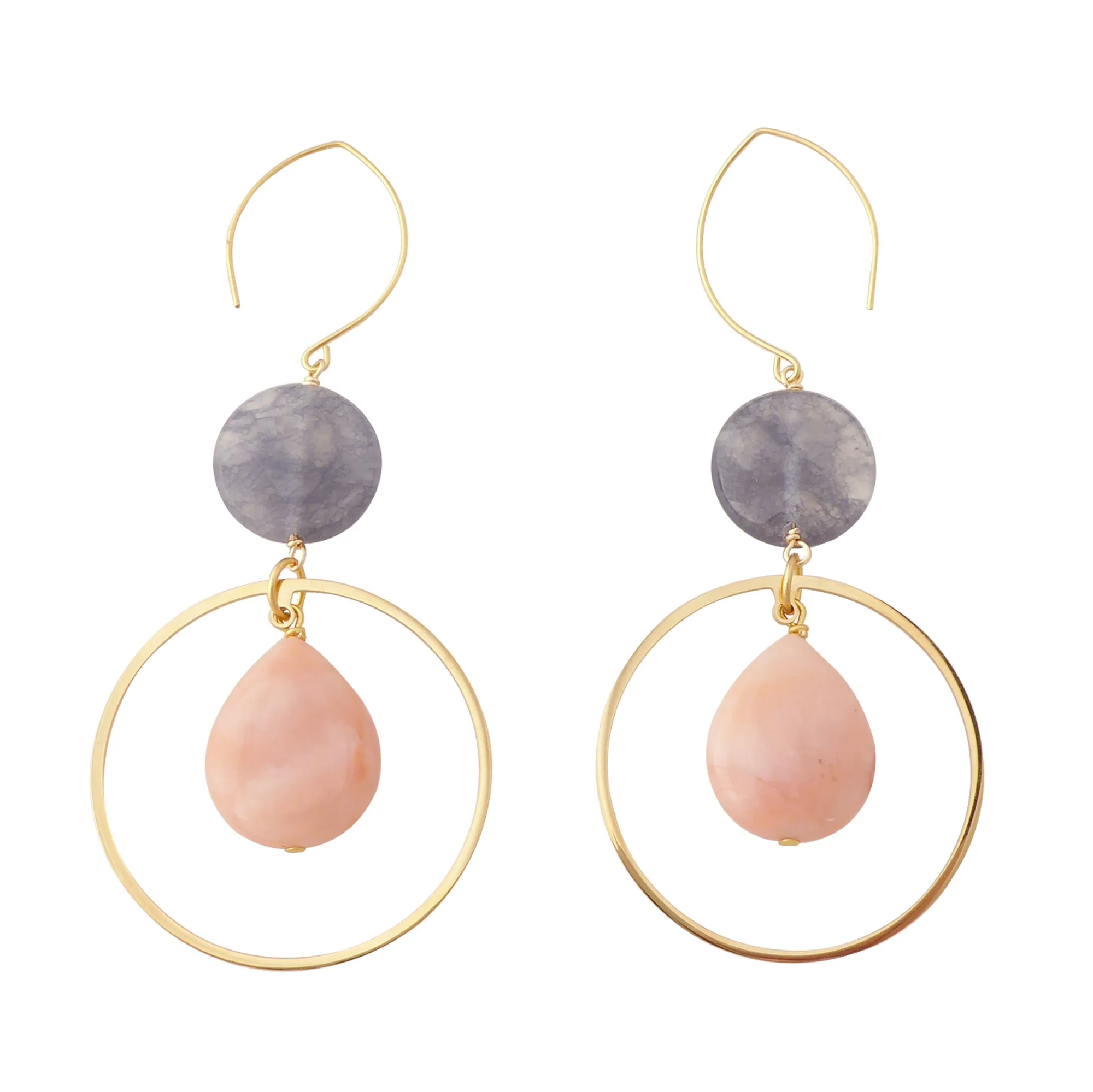 Peach aventurine teardrop earrings