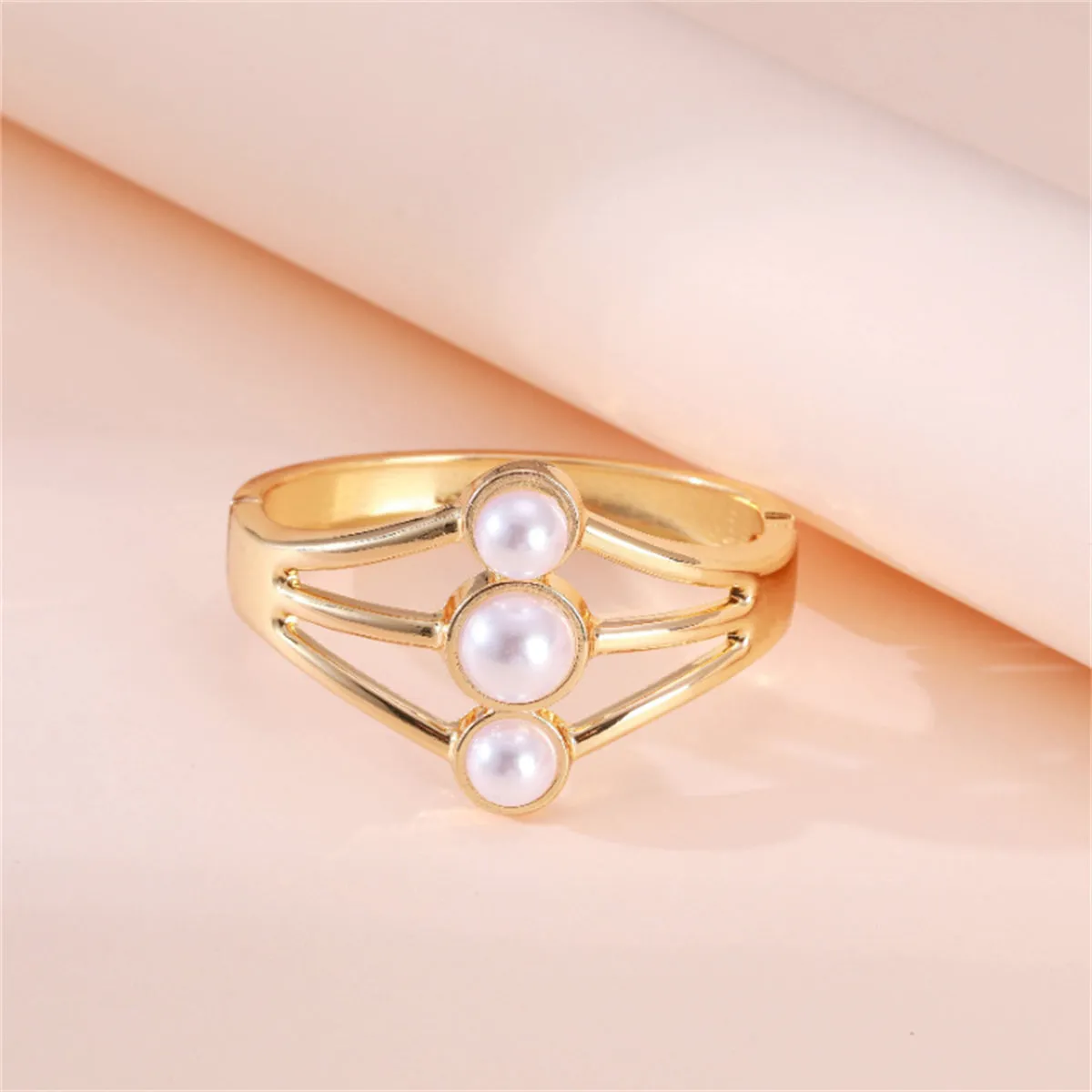 Pearl & 18K Gold-Plated Layered Bangle