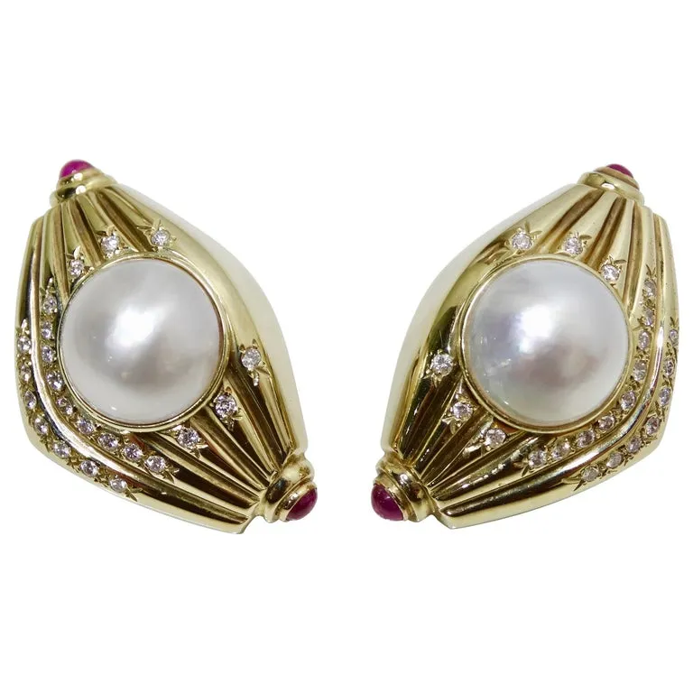 Pearl & Diamond French Clip Earrings
