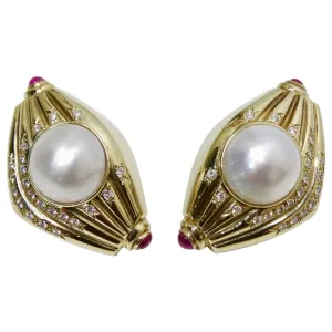 Pearl & Diamond French Clip Earrings