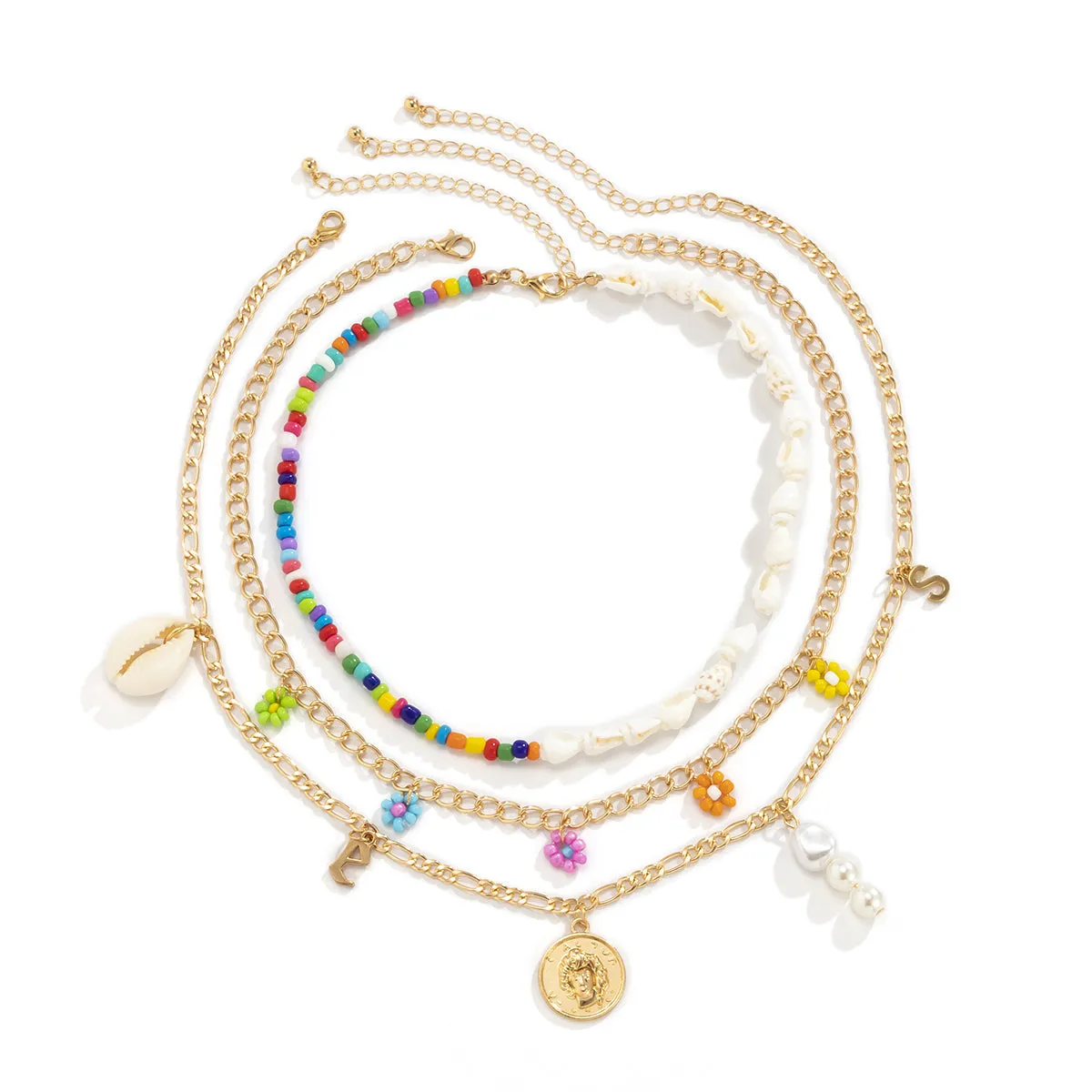 Pearl & Howlite 18K Gold-Plated Coin Pendant Necklace Set