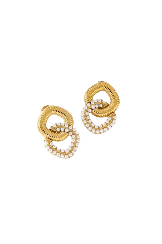 Pearl Embellished Geometric Earrings