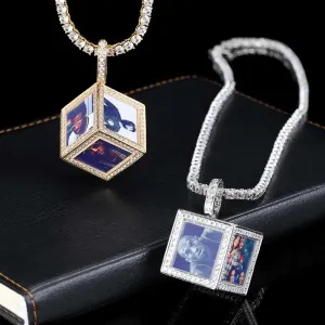 Personalized Custom Memory Six-Side Cube Photo Pendant For Necklace